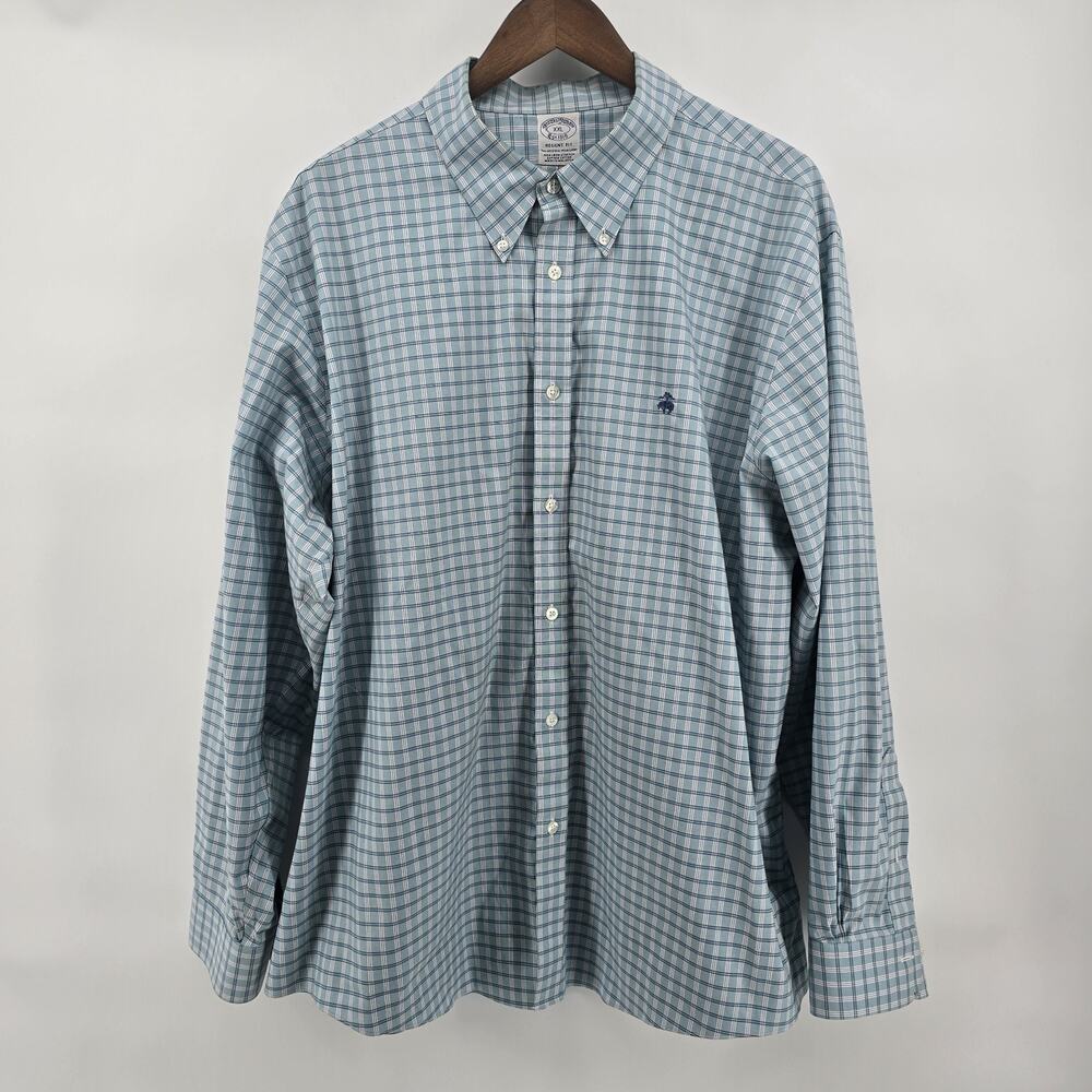 Brooks Brothers Men's Regent Fit Shirt XXL Blue Plaid Long Sleeve Button Up - Picture 2 of 7